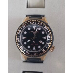 Swiss Legend Neptune 52mm Men's Watch Black Yellow Gold Silicone WORKING